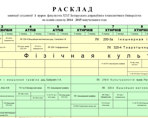 Расписание занятий (1 семестр 2014-2015 уч.г.)