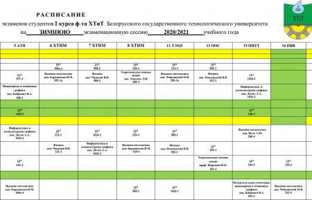 Расписание экзаменов на зимнюю сессию 2020-2021 уч. года.